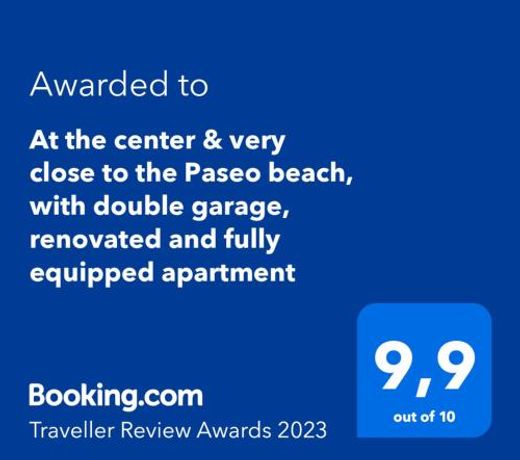 At the center & very close to the Paseo beach, with double garage, renovated and fully equipped apartment