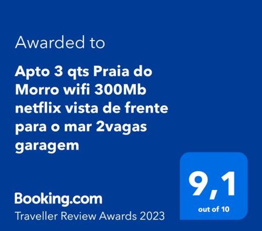 Apto 3 quartos na Praia do Morro wifi 300Mb netflix vista para o mar 2vagas garagem