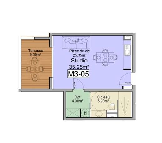 Studio T1 bis vue mer Propriano
