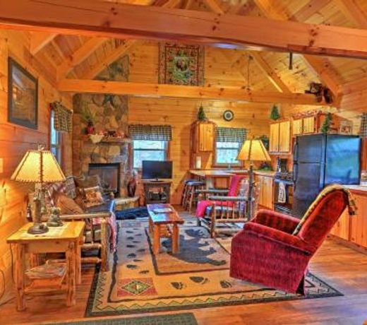 Rustic Dundee Log Cabin with Hot Tub and Forest Views!