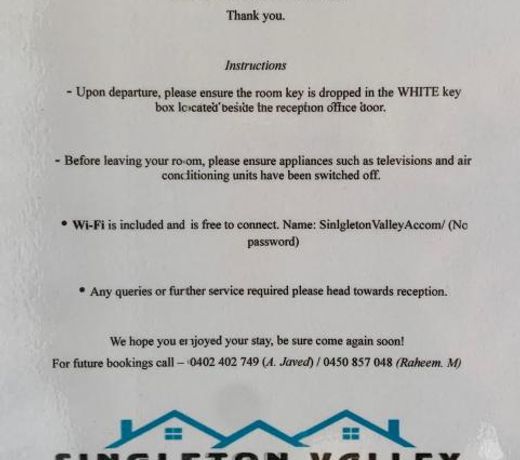 Singleton Valley Accommodation