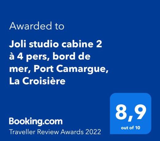 Joli studio cabine 2 Ã  4 pers, bord de mer, Port Camargue, La CroisiÃ¨re