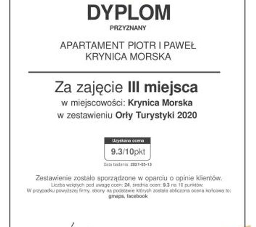 APARTAMENT PIOTR i PAWEŁ 8 os KRYNICA MORSKA DELUXE 2 poziomy