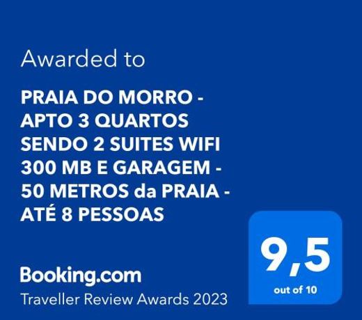 PRAIA DO MORRO - APTO 3 QUARTOS SENDO 2 SUITES WIFI 300 MB E GARAGEM - 50 METROS da PRAIA - ATÉ 8 PESSOAS