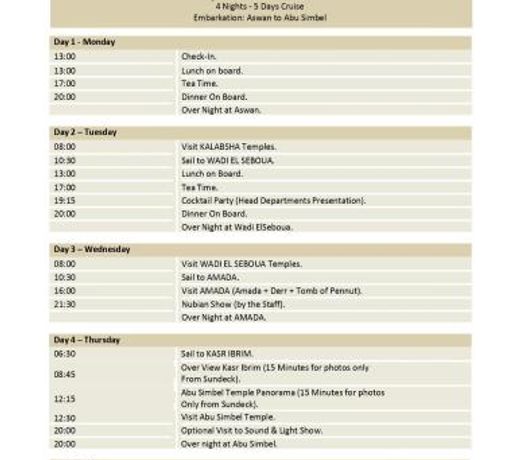 MÃ¶venpick Prince Abbas Lake Nasser Monday Four Nights Aswan Friday Three nights Abu-Simbel