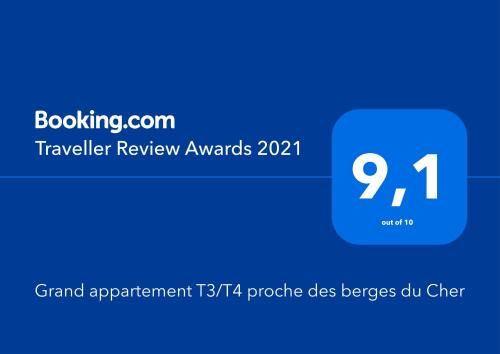 Grand appartement T3/T4 proche des berges du Cher