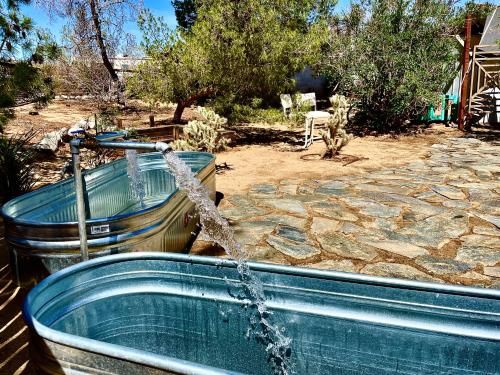 Ponderosa and Palo Verde and Airstream Palm Pod at Joshua Tree Green Oasis