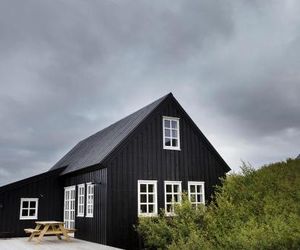 Black timber house Borgarnes Iceland