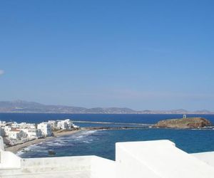 Inaxos studios, viewing Apollo temple. Naxos Town Greece