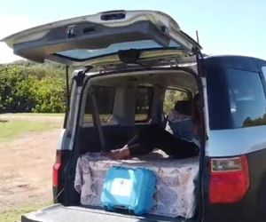 Camping with SUV and full camping gear set Private campsite self guided setup security free parking Kahuku United States