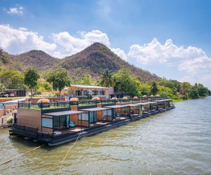 Blue sky raft at Kanchanaburi Kanchanaburi City Thailand