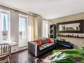 Red apartment with the view of the Lakhta Center Tower