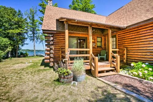 Photo of Waterfront Lake Leelanau Log Cabin with Private Dock!